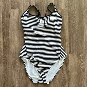 Tommy Bahama Black & White Striped One Piece Swimsuit Size 14